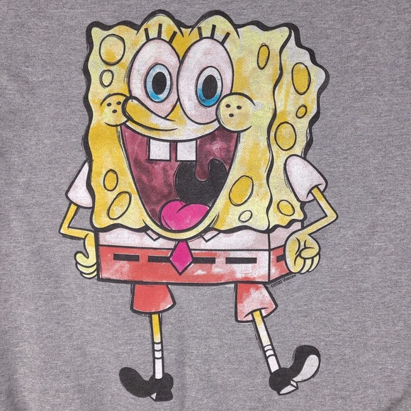 Spongebob Square Pants Sweatshirt Adult Small Gray 2020 Crew Neck Jerzees - Picture 2 of 13